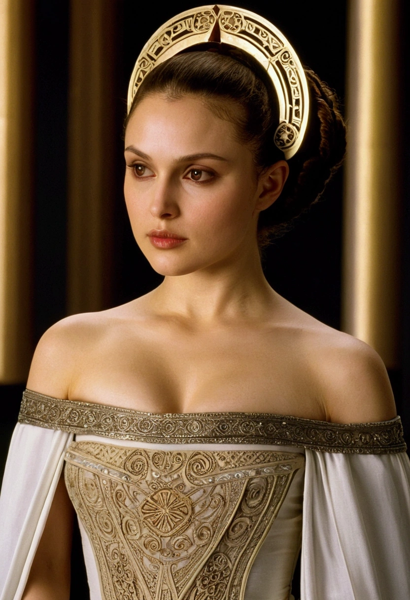  (Padme Amidala) in an erotic off shoulder  dress