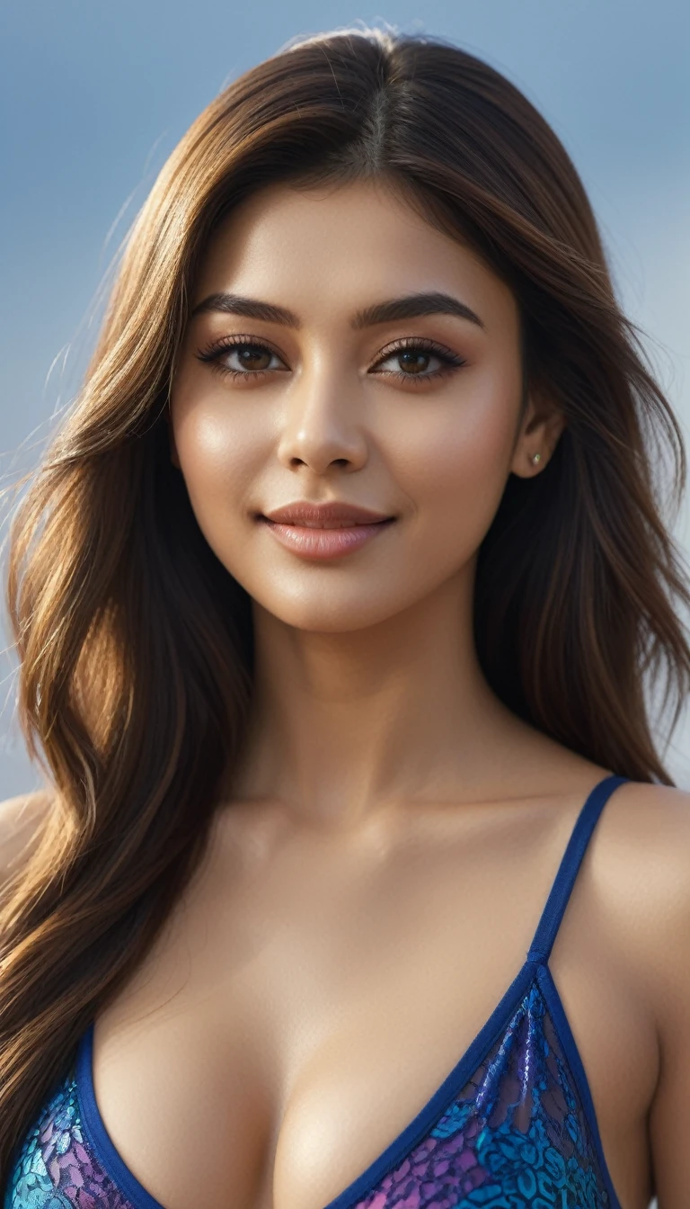 Aishlane raideau is a girl, (aishwarya rai: 0.5),(thylane blondeau:0.5),highly realistic uhd photo, meticulous details,8k, uhd , (full body shot with whole body in frame :1.5), 1girl, 18 years, long hairs, dark_skin, eyes, (wearing sexy colourful loungerie:1.5), ( posing seductively :1.5), highly detailed glossy_eyes,highly detailed realistic shiny_skin,skin_pores,looking at the camera, naughty smile and seductively biting her lower lips,highly detailed lips, dslr,sharp focus