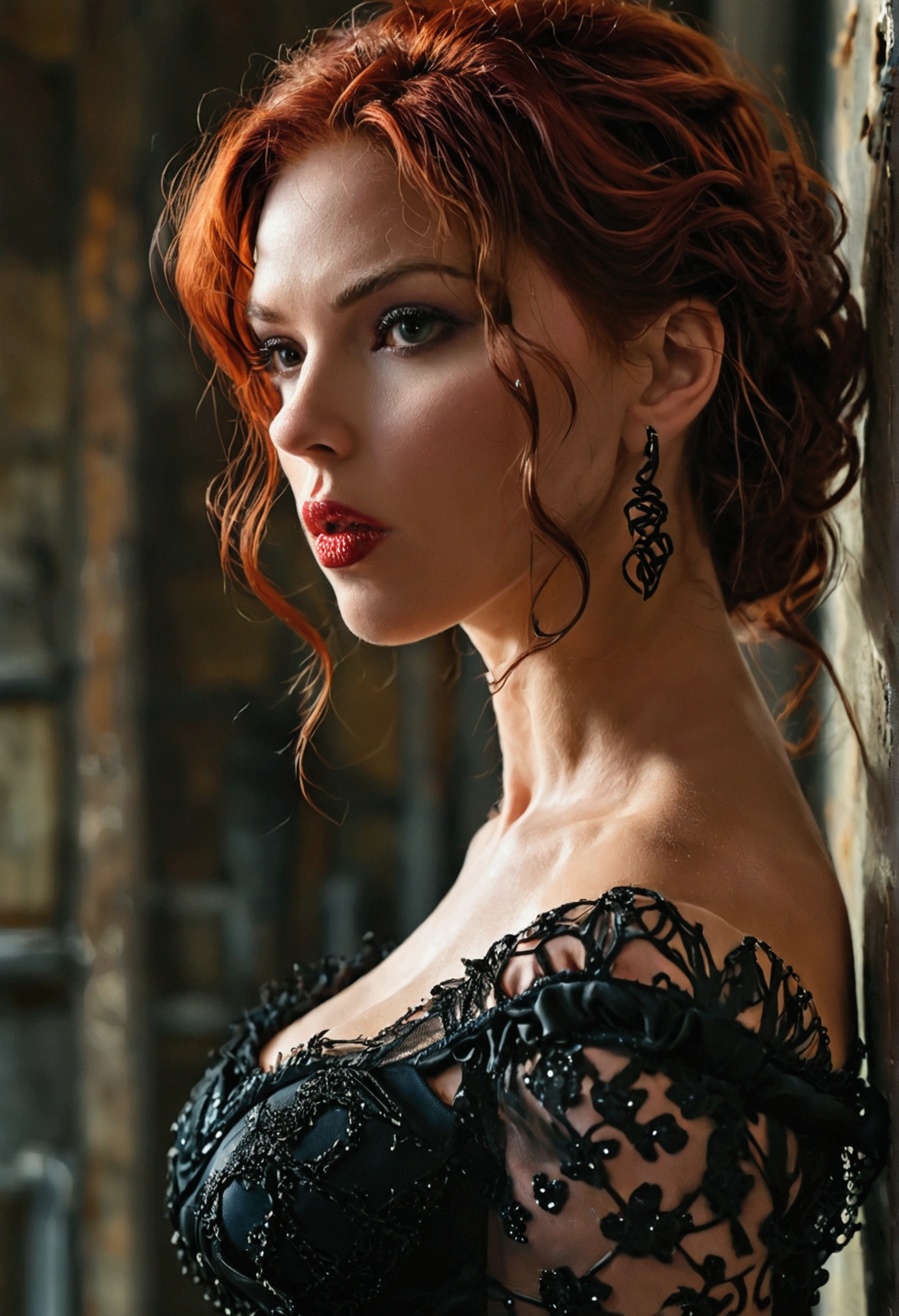  (Black Widow) in an erotic off shoulder  dress
