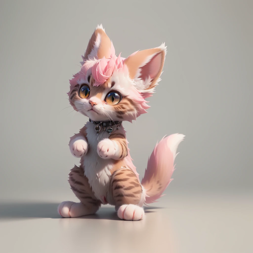 Close-up of a cat with a white and pink tail, Lovely 3 d render, Lovely数字, 3D rendering style, Animated Characters, Redshift Rendering, Rendering in Blender, Rendering in Arnold, blender eevee render, Lovely detailed digital art, Furry Characters, Cartoon Rendering Keyshot, Lovely! C4D, Rendering with Maya and Houdini