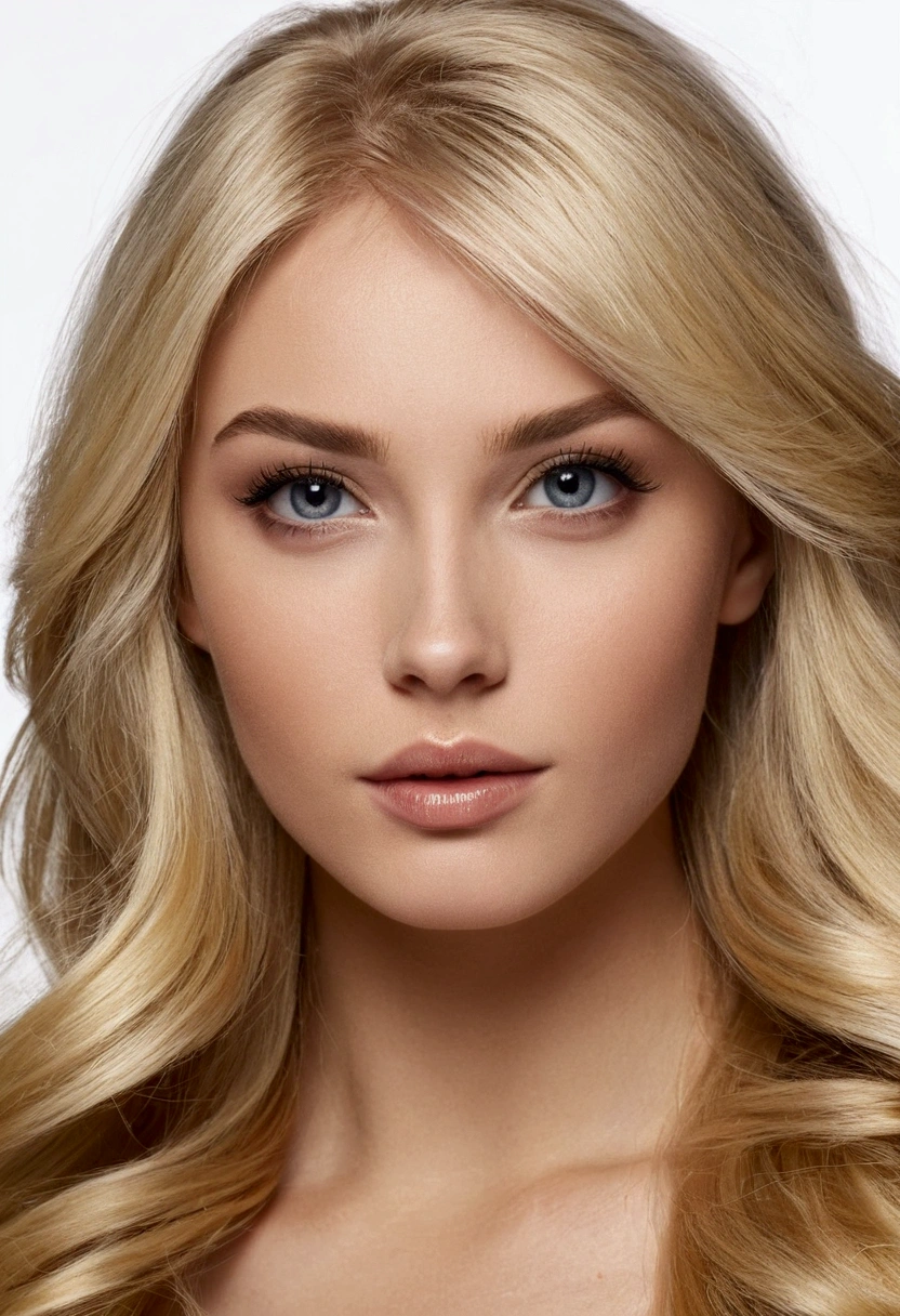 Belle fille blonde avec un visage magnifique, she has beautiful hair