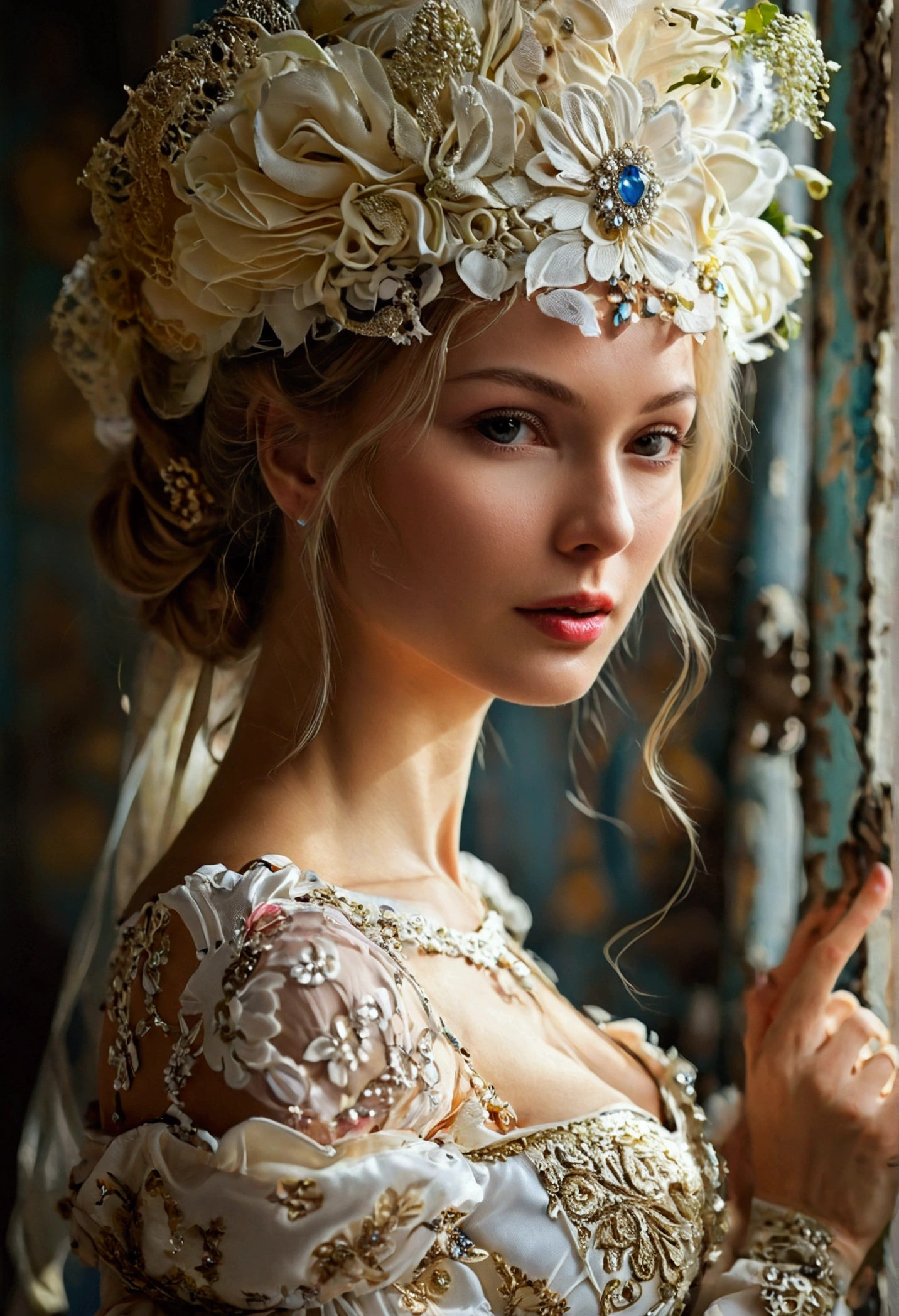 (Russian Woman) in an erotic off shoulder dress