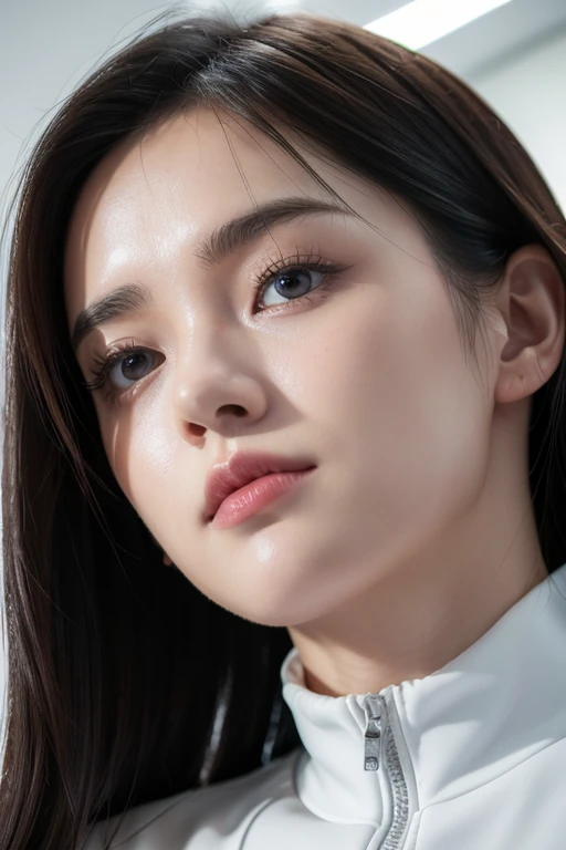 (Raw photo:1.2)、Highest quality、white, Beautiful detailed girl、Tight Water Suit、Latex Sweatsuit, Laughter、Highly detailed eyes and face、Beautiful and fine details、Large file size、High resolution、High resolution、8k wallpaper details、Highly detailed Ticker uniform 8K wallpaper、Light on the face、Cinema Lighting、18-year-old girl、Sexy pose、(Photorealism:1.4)、Awareness-raising、Surrealism、 From below、Super Detail、masterpiece