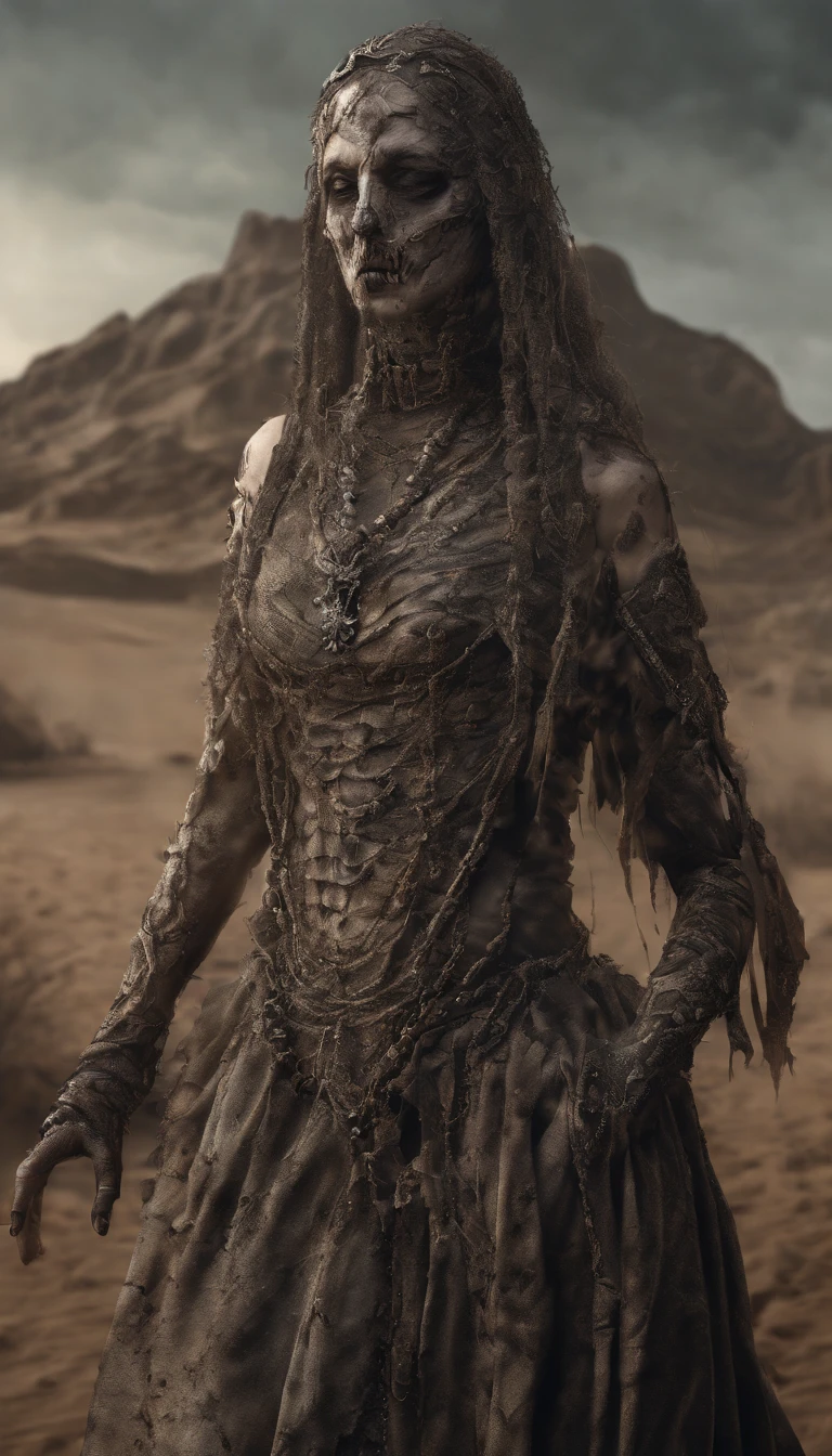 high quality,8k,detailed,photorealistic,masterpiece,digital painting,concept art,beautiful detailed desert princess,full body shot,intricate detailed clothing,exquisite ornate accessories,pointing something with finger, detailed face, desert landscape background,dramatic lighting,warm color tones,cinematic composition,volumetric lighting,atmospheric haze, 8k, uktra-setailed