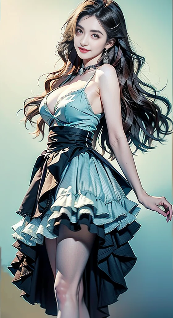 ((Bare shoulders)), ((Full breasts)), ((The skirt is short)), ((Sexy legs)), ((knee shot)), ((Standing, Elegant posture)), Practical, Fashion Girl, Red lips, Mature women, Exquisite makeup, big eyes, beautiful, (best quality, masterpiece:1.2), Extremely detailed, (Practical:1.37), ((Random Scenes, Random shooting angle)), ((Sexy long legs)), Young and energetic, Charming model, (Exquisite eyes, Delicate lips), Show a bright smile, Create stunning girl images, warm color, Extremely saturated colors, Official Art, Extremely detailed的 CG, Unity 8K wallpaper, (High Dynamic Range :1.4), (Movie atmosphere),(Soft colors), (Natural skin texture, ultra-Practical, Soft Light, sharp),(Very detailed), night, moonlight