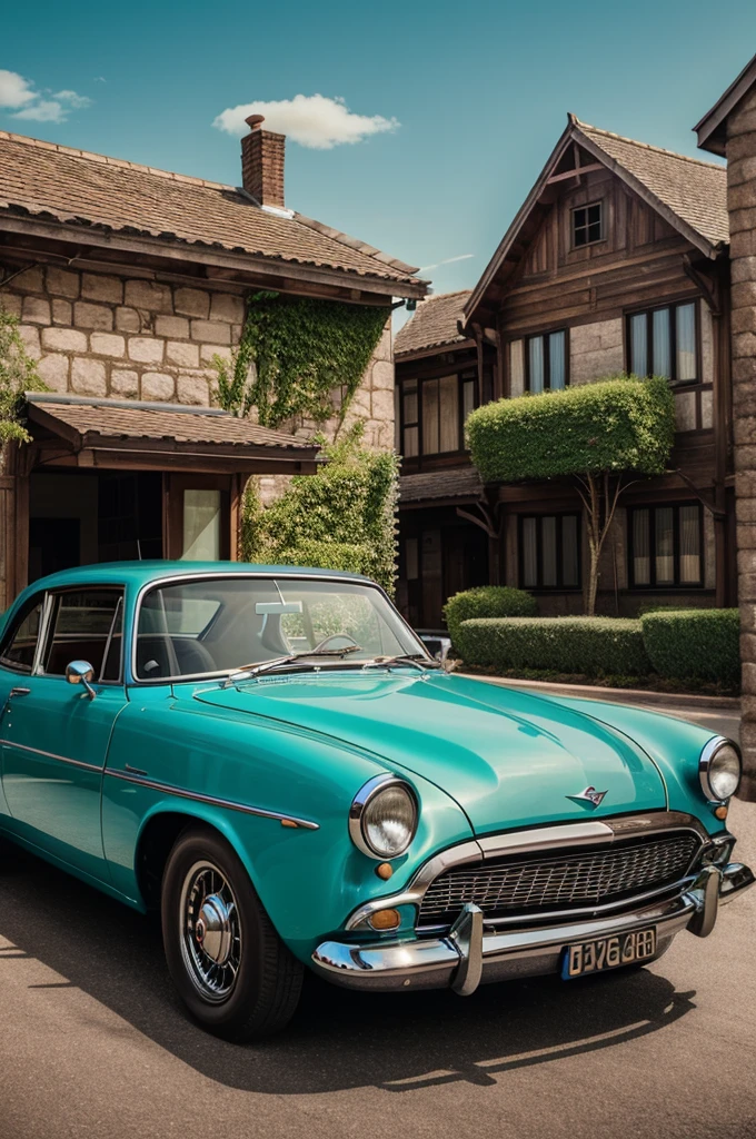 Vintage cars , buildings , landscape,art , wallpaper