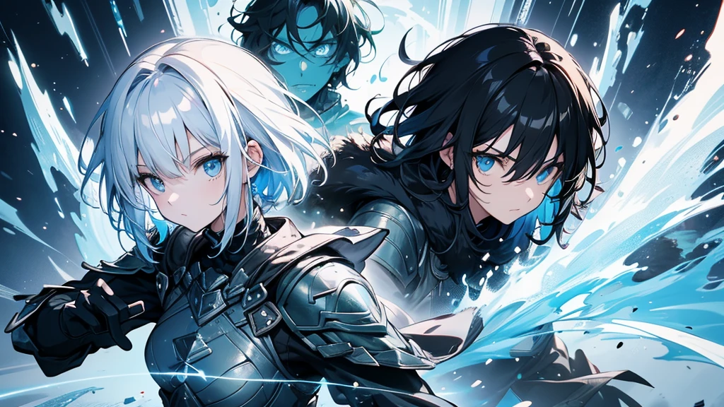 Watching the black-haired ice warrior and the white-haired ice warrior fight