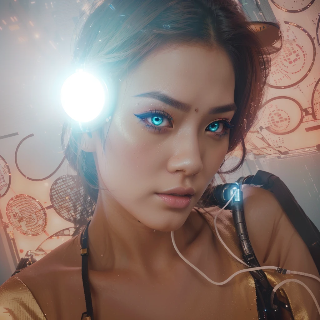 science fiction girl, Thai, Levi from Bullet Echo, beautiful detailed eyes, beautiful detailed lips, extremely detailed eyes and face, long eyelashes, intricate cyberpunk outfit, futuristic technology, neon city background, volumetric lighting, cinematic composition, vibrant colors, dramatic lighting, photorealistic, 8k, hyper detailed