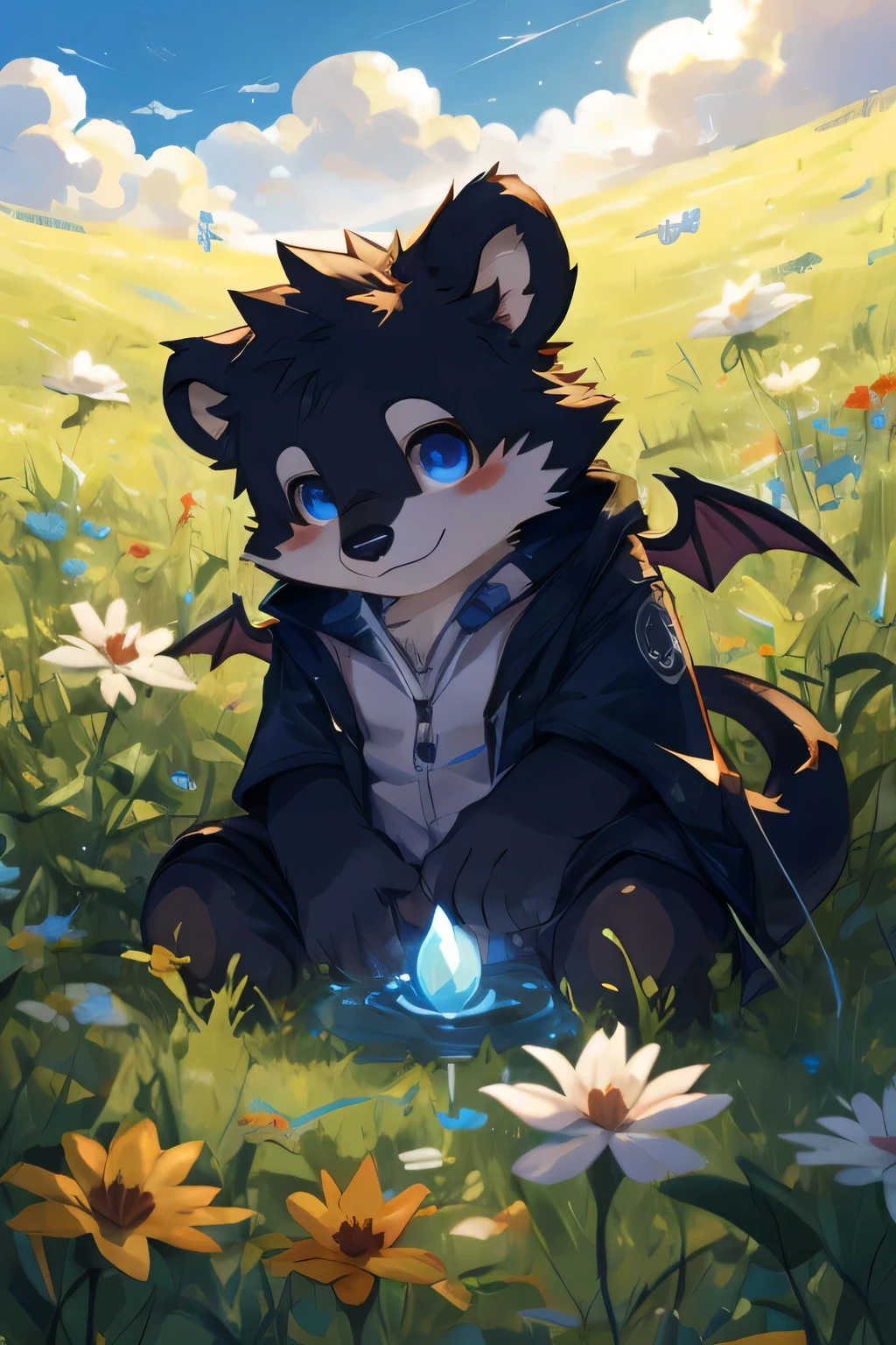 White bear,Add a long devil tail and small devil wings,Innocent and adorable,