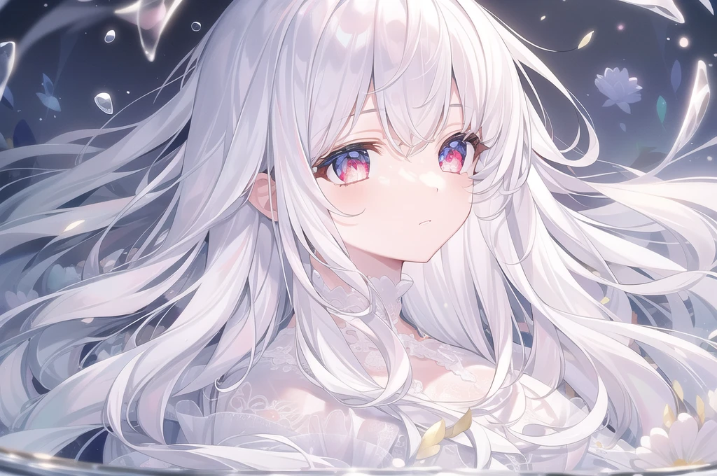 ((masterpiece, best quality))++, Detailed lighting+, Detailed hair+, Detail hand+ ,1 girl, Miss, Long hair, Crimson eyes, beautiful eyes, young white hair,,(Beautiful white hair:1.5),(Beautiful and delicate eyes), high resolution+,glass tint, Reflective eyes, {{angle}} , Very detailed wallpaper, The original, Air bangs,Extremely beautiful CG,