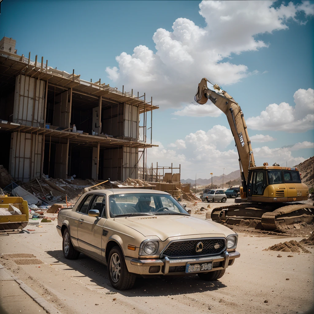 cinematic photo analog film photo scifi ( Dynapac 2500B yellow 1:1) raw, summer hot, strormy clouds, cinematic, mist, volumetric lights shiny, dusty sand new, dynamic view, construction site, detailed, rocks, road desert
(crowd of people:1.1), (construction workers:1.2) . faded film, desaturated, 35mm photo, grainy, vignette, vintage, Kodachrome, Lomography, stained, highly detailed, found footage . 35mm photograph, film, bokeh, professional, 4k, highly detailed