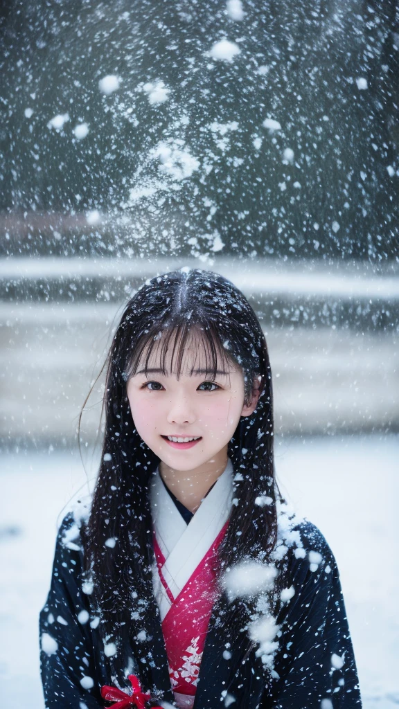 (kimono)、、(highest quality,masterpiece:1.3,超A high resolution,),(Super detailed,caustics),(Photoreal:1.4,RAW shooting,)ultra-realistic capture,very detailed,High resolution 16K suitable for human skin、 skin texture is natural、、Skin tone looks even and healthy、 Use natural light and color,one woman,Japanese,,cute,black haired,middle hair,(written boundary depth、chromatic aberration、、wide lighting range、natural shading、)、、(falling snow:1.3)、(hair swaying in the wind:1.3)、(Snow reflects light:1.3)