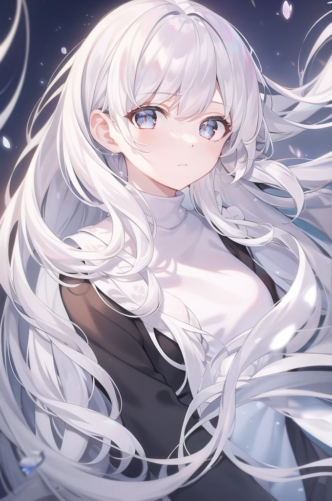 ((masterpiece, best quality))++, Detailed lighting+, Detailed hair+, Detail hand+ ,1 girl, Miss, Long hair, Crimson eyes, beautiful eyes, young white hair,,(Beautiful white hair:1.5),(Beautiful and delicate eyes), high resolution+,glass tint, Reflective eyes, {{angle}} , Very detailed wallpaper, The original, Air bangs,Extremely beautiful CG,black worksuit,Firefly