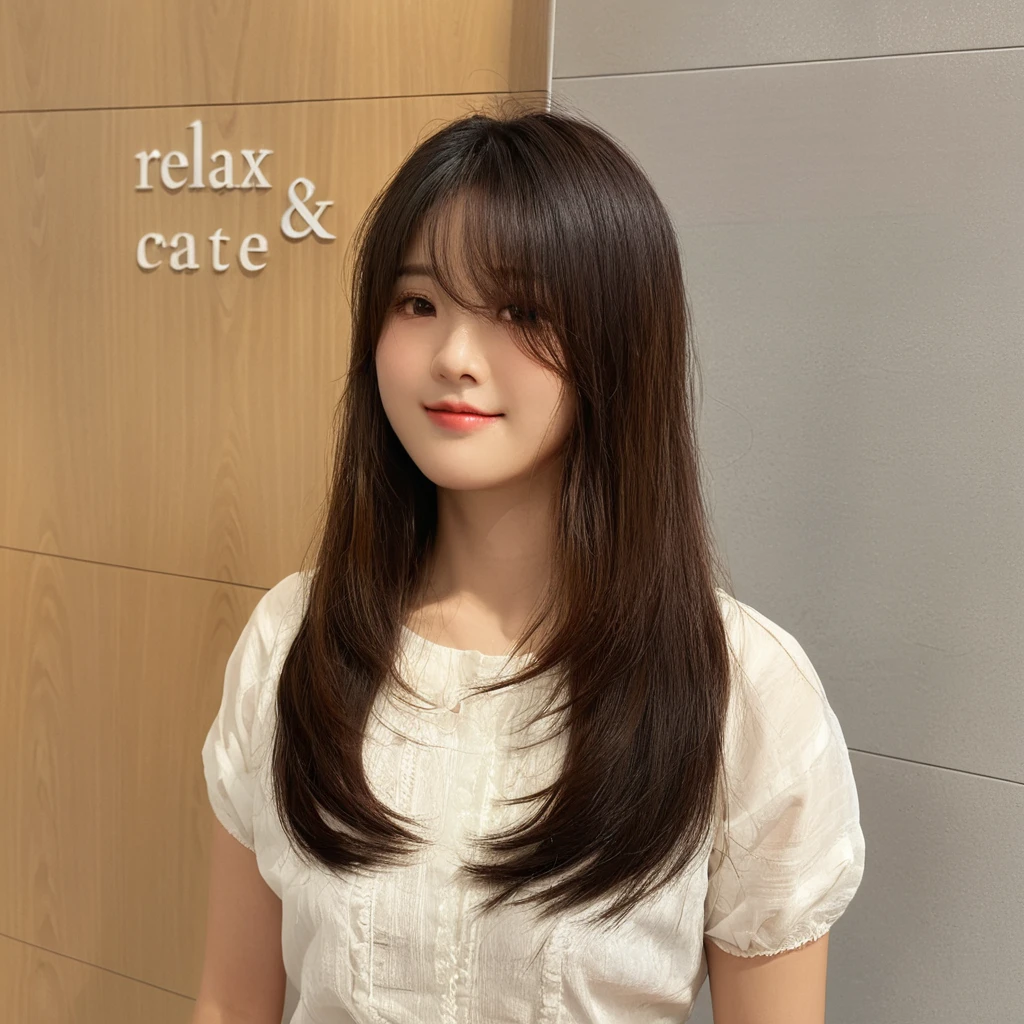 Best Quality, 8k, Masterpiece, (Portrait: 1.3), (photo realistic:1.4), (hyper realistic:1.4), Sharp Focus, looking at viewer, (smoother lighting:1.1), (increase cinematic lighting quality:0.9), realistic lighting, backlighting, light on face, ray trace, (brightening light:1.2), (Increase quality:1.4), sharp detail, (best quality real texture skin:1.4), finely detailed eyes, black_eyes, finely detailed face, 25 year old Korean woman, (white formal_shirt:1.4), (Create an image maintaining the original base model hairstyle:1.5)