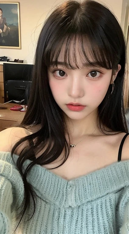 um close de uma mulher com cabelos longos e uma blusa rosa e branca, Lalisa Manobal, Ulzzang, com franja, Menina coreana, linda jovem coreana, Jinyoung Shin, neat hair com franja, Lalisa Manoban do Blackpink, jaeyeon nam, young lovely korean face, linda mulher sul-coreana, linda jovem coreana, com franja completa