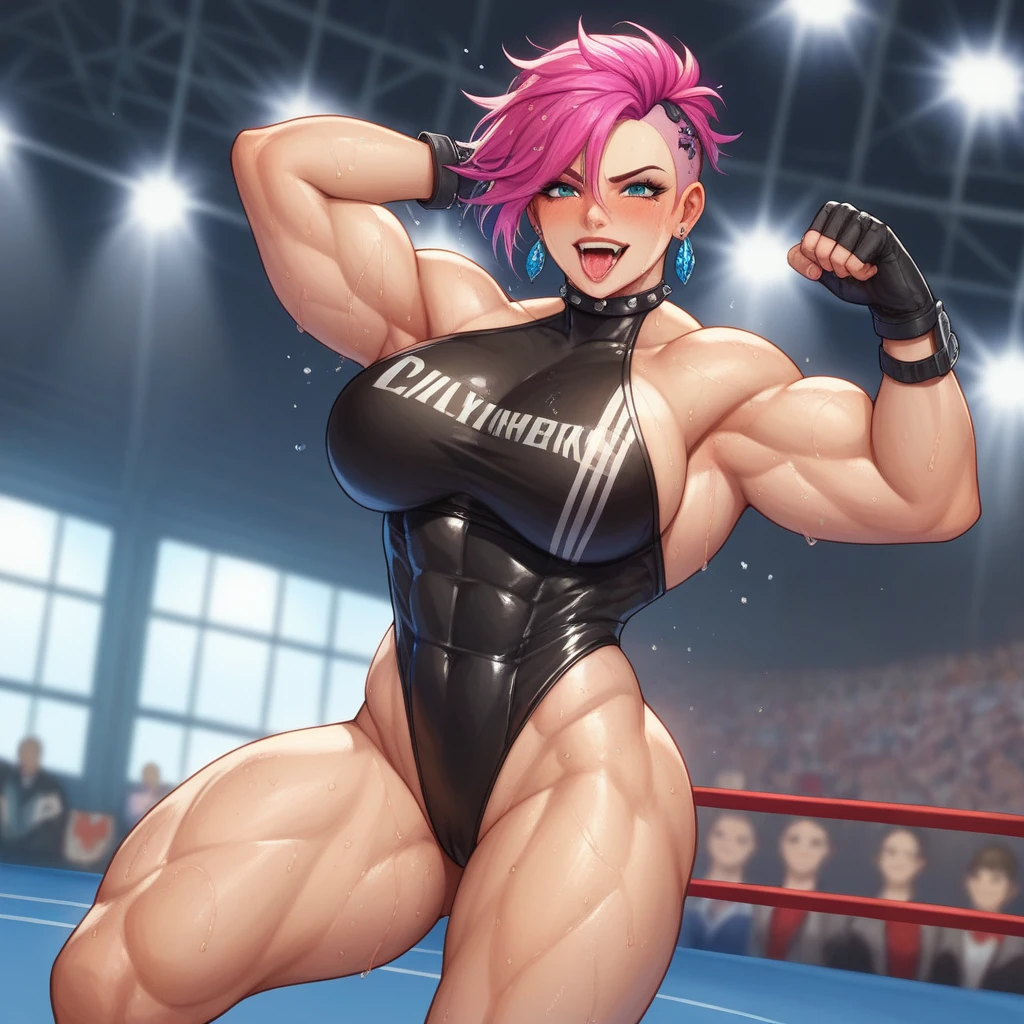 Sweaty and intense orgasm、Full Color、Two very thick muscular female wrestlers、Dynamic Pose、leotard、Dazzling Light、wrestling、An enthusiastic crowd watches、Dressed in a sheer latex wrestling outfit2Two very thick muscular female wrestlers posing、Orgasm Face。Full Color、