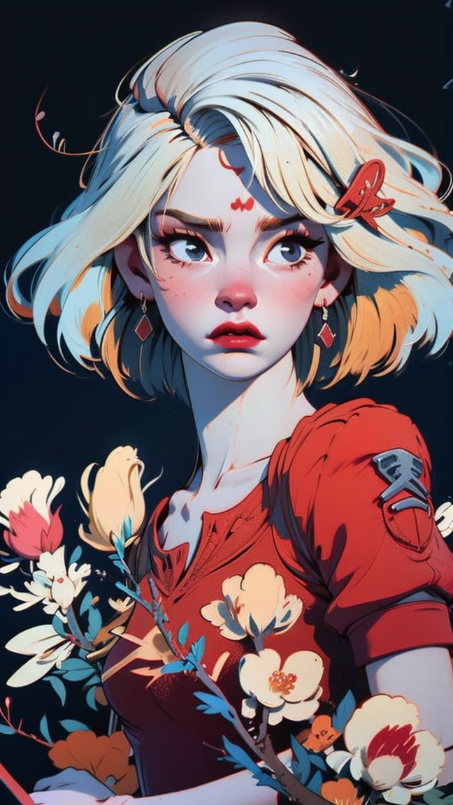 1 girl, Adult women,  Solitary, g0ld3mb, Air, (platinum blonde hair) hair, Ji Qie, (kawaii hair clips:1.2)    high quality, best quality, high resolution, High Detail, (Airen aura magic), hair uplifted, trumpet
