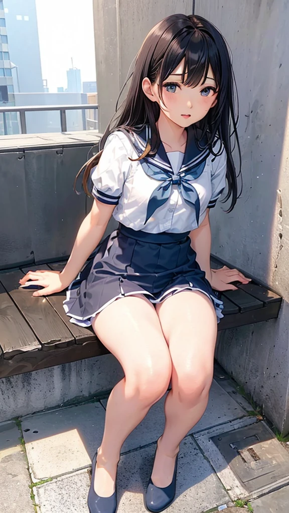 quality/
(masterpiece,best quality,high resolution,High Quality,Realistic)
Blue ribbon,Black Skirt,Sailor suit,corridor,sit,Show your punch,Wide legged:2.0,Beautiful feet,Whitening,