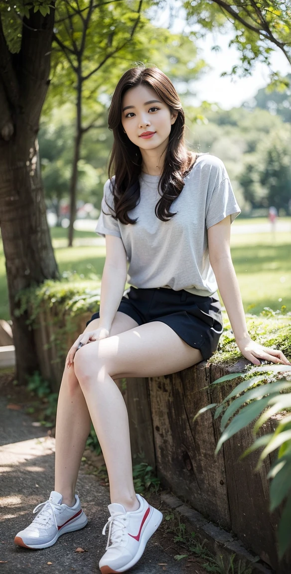 Ino yamanaka, sitting close to a tree, looking at the sky