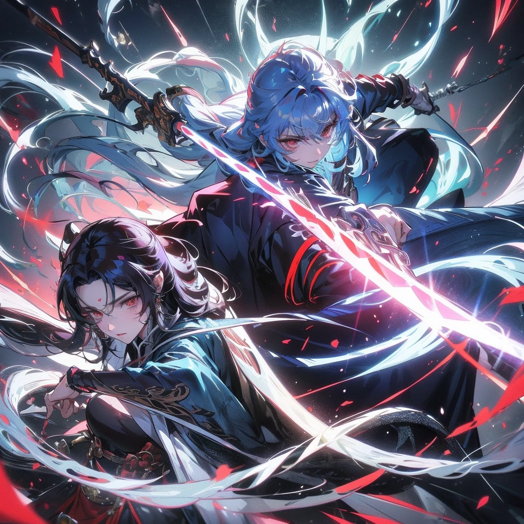 long whitr hair,Anime girl with sword in hand, handsome guy in demon killer art, Inspired by Bian Shoumin, heise jinyao, Inspired by Seki Dosheng, Cai Xukun, by Yang J, Guviz-style artwork, Deviantart ArtStation CGSCOSIETY, demon slayer rui fanart, Beautiful androgynous prince