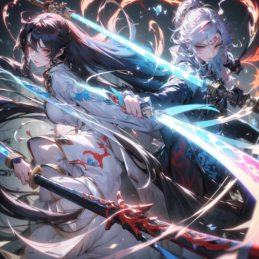 long whitr hair,Anime girl with sword in hand, handsome guy in demon killer art, Inspired by Bian Shoumin, heise jinyao, Inspired by Seki Dosheng, Cai Xukun, by Yang J, Guviz-style artwork, Deviantart ArtStation CGSCOSIETY, demon slayer rui fanart, Beautiful androgynous prince