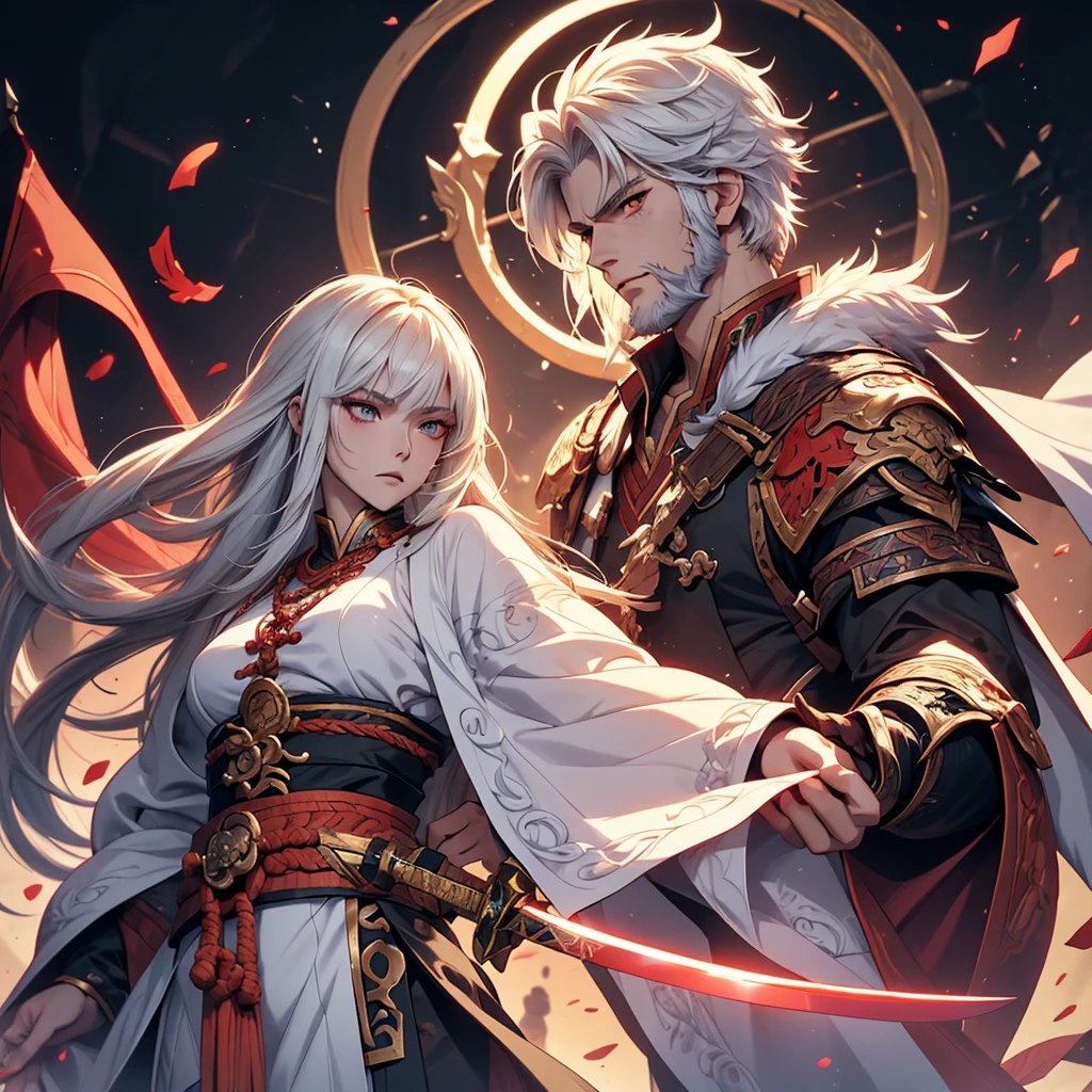 long white hair,Anime girl with sword in hand, handsome guy in demon killer art, Inspired by Bian Shoumin, heise jinyao, Inspired by Seki Dosheng, Cai Xukun, by Yang J, Guviz-style artwork, Deviantart ArtStation CGSCOSIETY, demon slayer rui fanart, Beautiful androgynous prince
