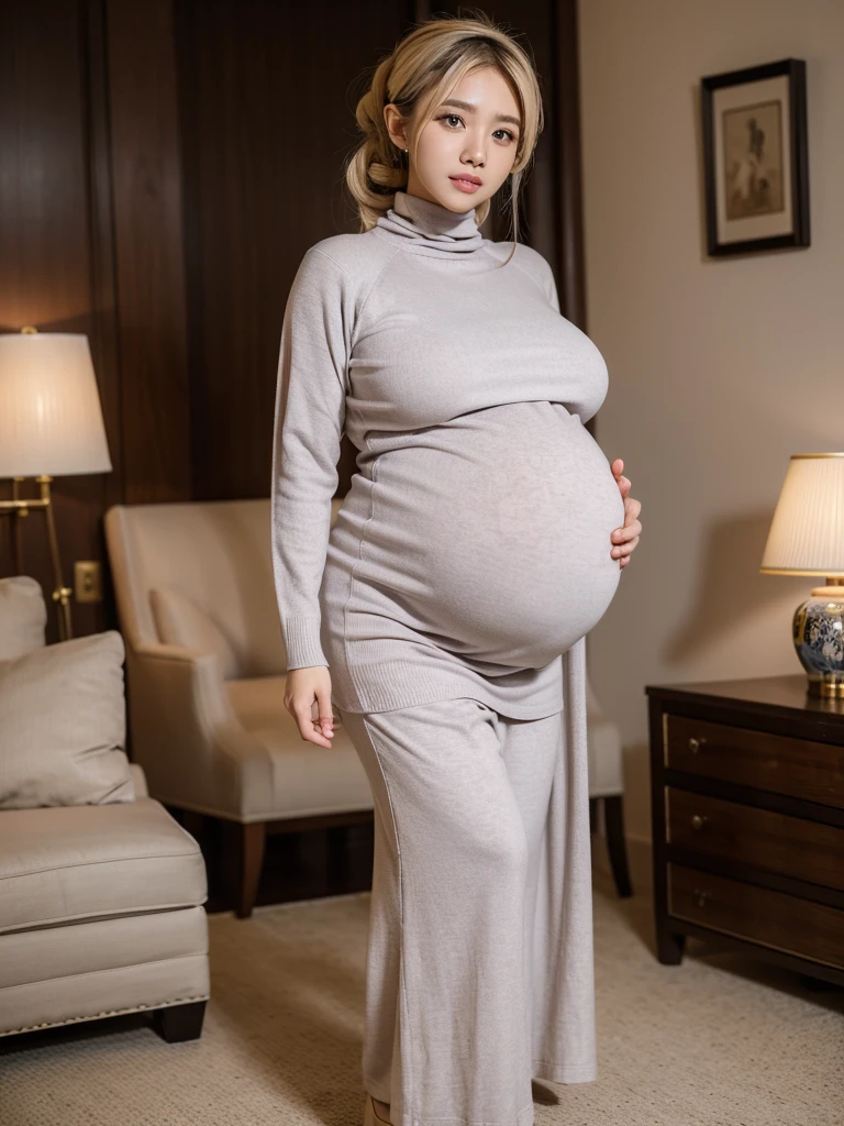 A woman random pose, malay girl jilbab, with kebaya, huge breast. excellent breast, (huge pregnant:1.3), masterpiece,ultra realistic,32k,extremely detailed CG unity 8k wallpaper, best quality, masterpiece,ultra realistic,32k,extremely detailed CG unity 8k wallpaper, best quality,(winter day ),lady ,necklace ,eardrop, Grand Canyon, United States, ( Orchid Pair a fitted turtleneck sweater with wide-leg pants and loafers. ) , Ash blonde hair pigtails ,
