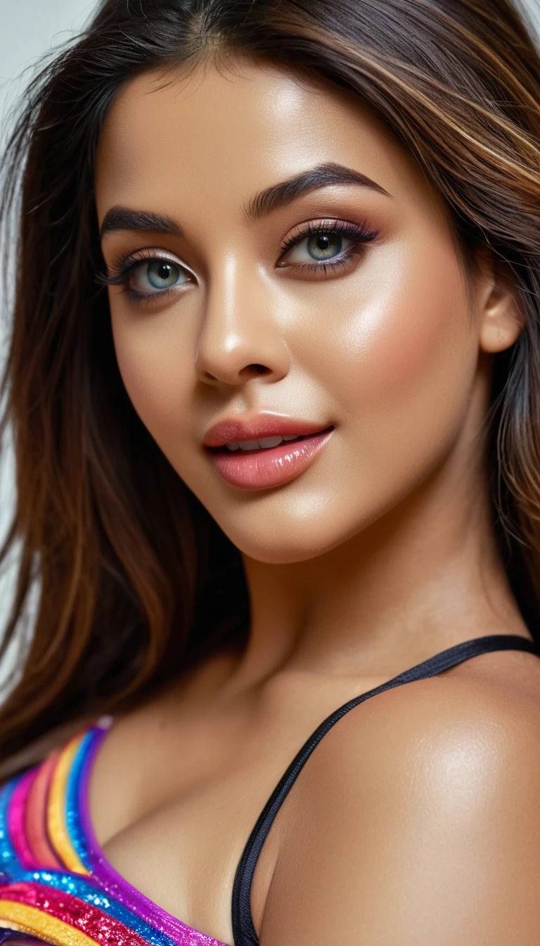 Aishlane raideau is a girl, (aishwarya rai: 0.5),(thylane blondeau:0.5),highly realistic uhd photo, meticulous details,8k, uhd , (full body shot with whole body in frame :1.5), 1girl, 18 years, long hairs, dark_skin, eyes, (wearing sexy colourful loungerie:1.5), ( posing seductively :1.5), highly detailed glossy_eyes,highly detailed realistic shiny_skin,skin_pores,looking at the camera, naughty smile and seductively biting her lower lips,highly  detailed lips, dslr,sharp focus