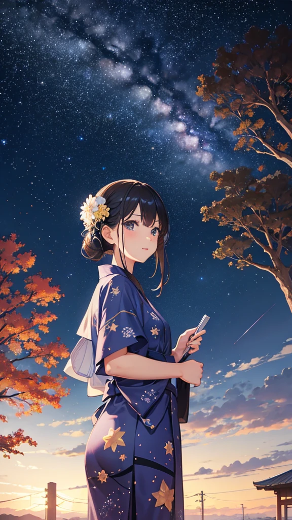 Landscape Photography、wallpaper、Starry Sky、Meteorilky way、Yukata Girl