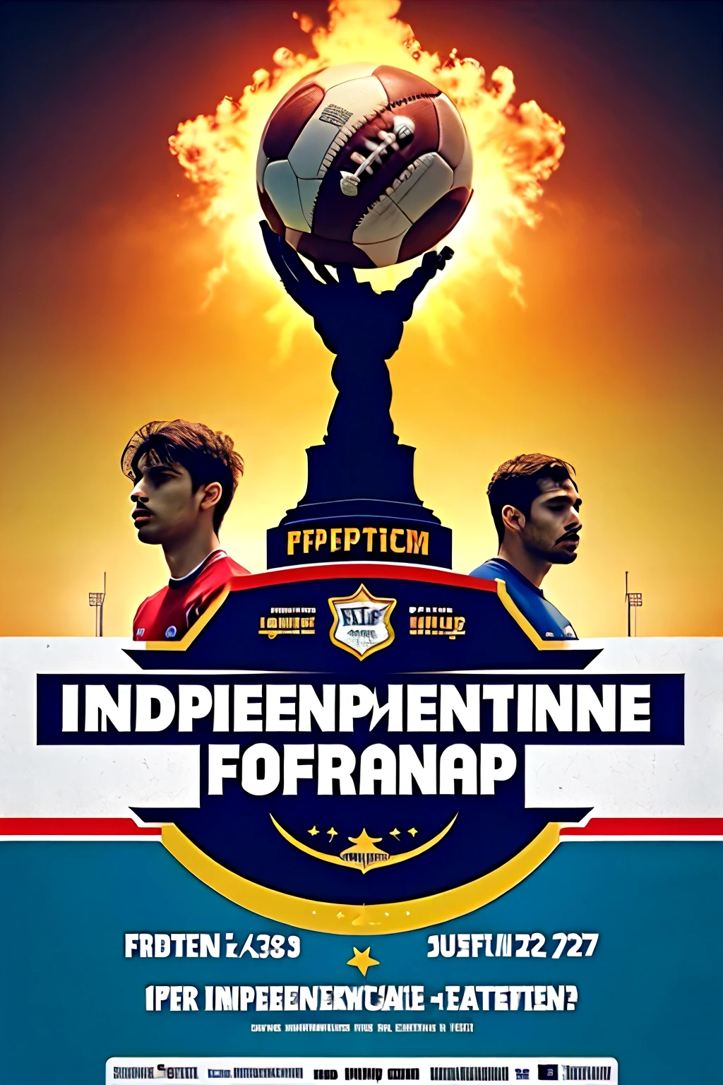 A poster for a football tournament "Independence cup" and organised by "pheonix Football Organisation" coming soon with theme of independence day 
