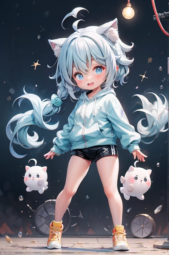 (((((whole body)))))、Lingwu Road Sky, 10 years old,Very short stature,Thin thighs,Very cute gym clothes 、smile,、Cowboy Shot、Stylish pose、Bruises and gestures,