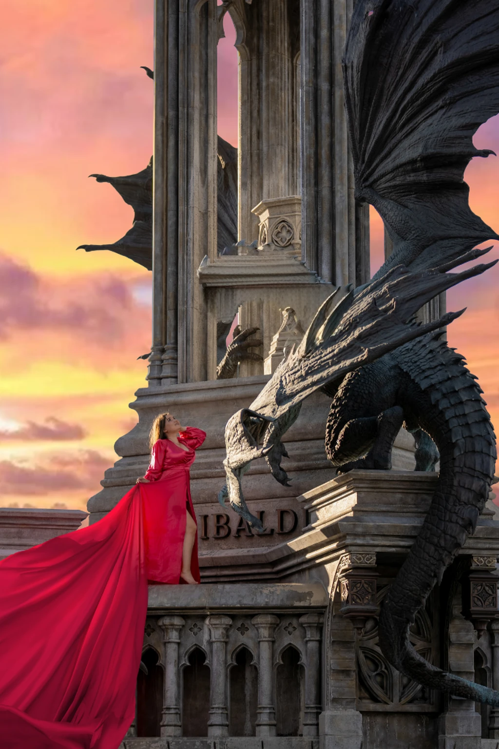 Dragon spitting fire, bright fire, realism, photographic photography