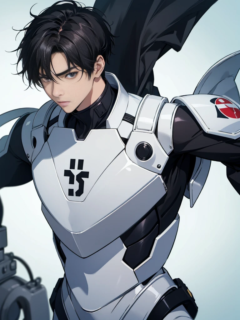 Japanese Male Model　Cool 25 year old　Short black hair　Bright screen　Close-up image　Very tight white rubber suit　Hero　whole body, sexy
