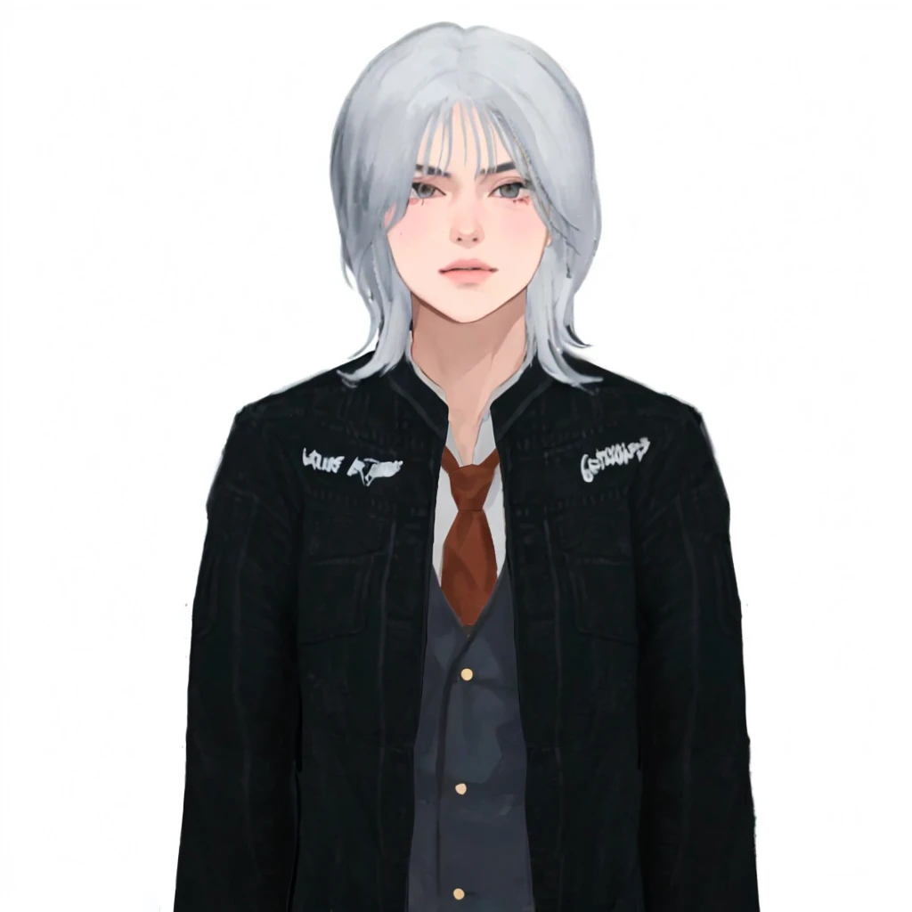 (masterpiece:1.2, best quality), (1girl, solo, upper body:1.2),flat face,Hair: buzz cut, Clothing: oversized, distressed denim jacket with patches and pins, paired with black skinny jeans and combat boots, Hanging out in an underground music venue or street art exhibit