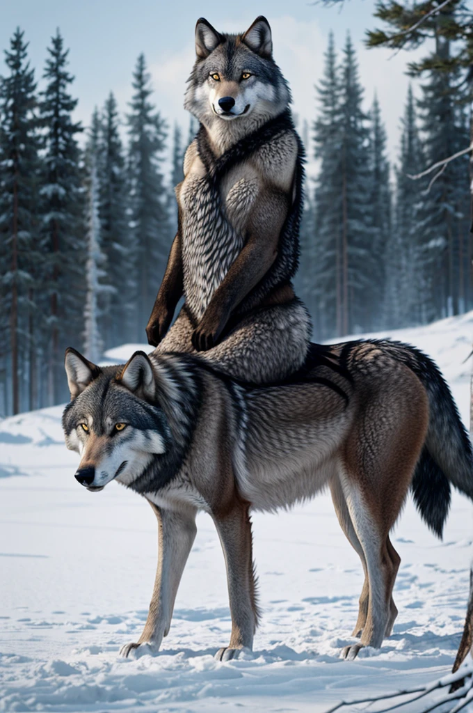 Grey wolf furry full body