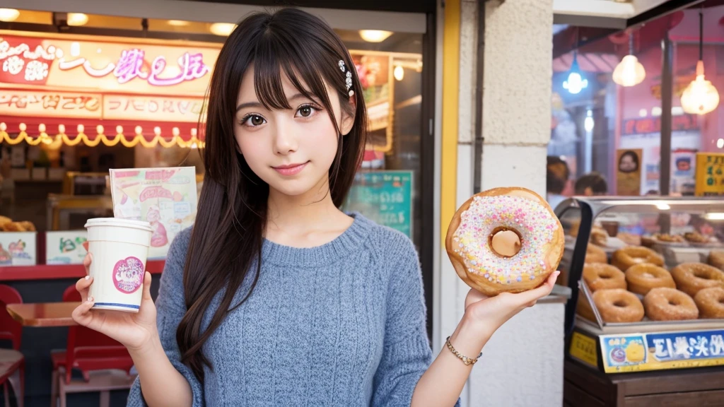 donut shop beautiful girl Idol Japanese One person