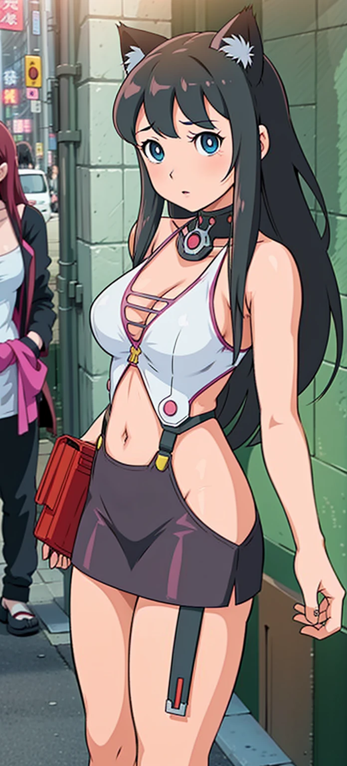 anime girl with long hair and cat ears in a city, digital cyberpunk anime art, cyberpunk anime girl mech, female cyberpunk anime girl, cyberpunk anime girl, anime cyberpunk art, cute cyborg girl, digital cyberpunk - anime art, cyberpunk anime art, oppai cyberpunk, anime style 4 k, perfect android girl, cyberpunk beautiful girl, beutiful girl cyborg