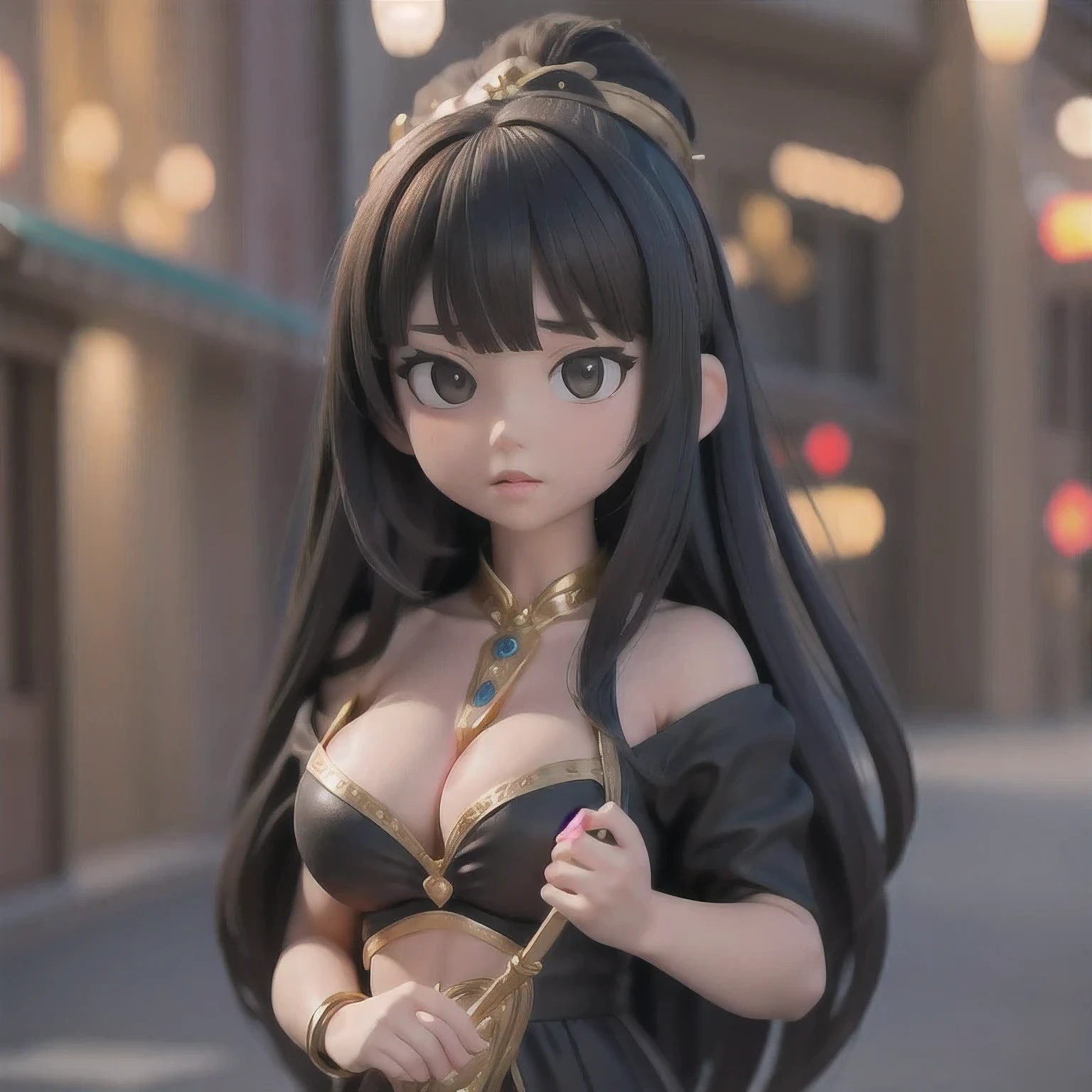 CG
1girl
bangs
bare shoulders
black dress
black eyes
black hair
blurry
blurry background
blurry foreground
bokeh
breasts
brown eyes
cleavage
closed mouth
depth of field
dress
hair ornament
jewelry
large breasts
long hair
looking at viewer
medium breasts
solo
upper body
very long hair