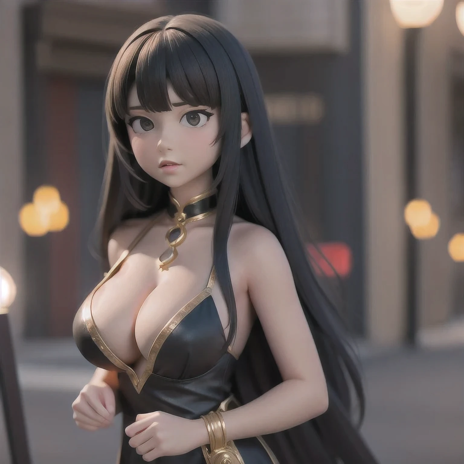 CG
1girl
bangs
bare shoulders
black dress
black eyes
black hair
blurry
blurry background
blurry foreground
bokeh
breasts
brown eyes
cleavage
closed mouth
depth of field
dress
hair ornament
jewelry
large breasts
long hair
looking at viewer
medium breasts
solo
upper body
very long hair