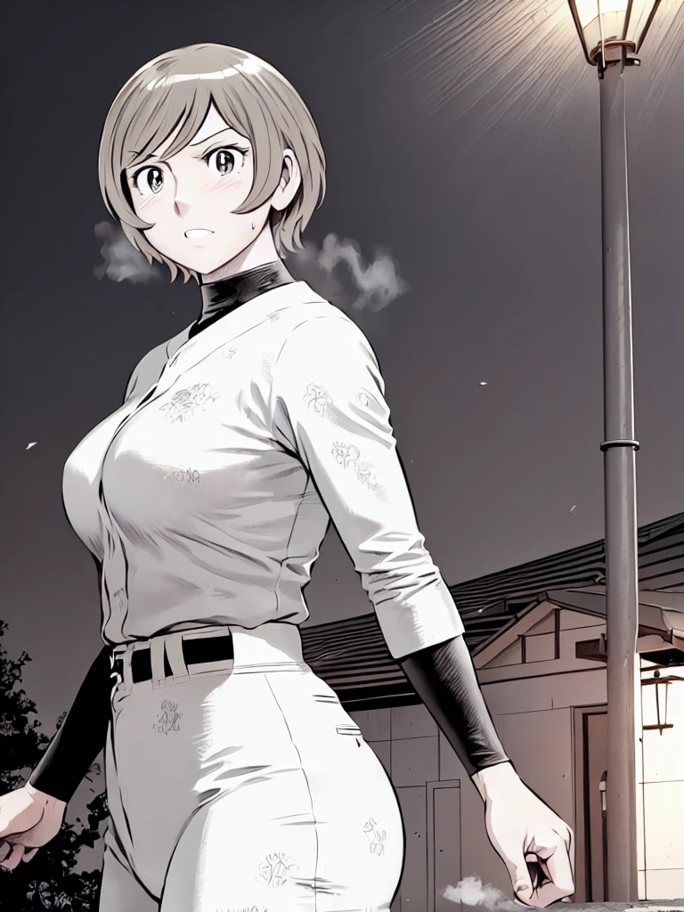 (野球uniform:1.2),
blonde, (short hair:1.2),Long sleeve, Black Shirt, turtleneck,White trousers、uniform、Black belt、((Illustration of people))、big 、Covered in mud、Soil stains、ドロドロのuniform、
View your viewers,, (Highest quality:1.3),One Girl, White pants、uniform、Outdoor、baseball ground、ground、soil、blue eyes、Tight black shirt、(masterpiece、Highest quality)、Highest quality, Ultra-high resolution, (((masterpiece))), alone, Sweat、big eyes、big Breasts、Torn clothes、 Fully exposed、Nipples、One Girl, Front view、Embarrassed face、Bronze colored hair、((short hair))、Stand up straight、Cowboy Shot