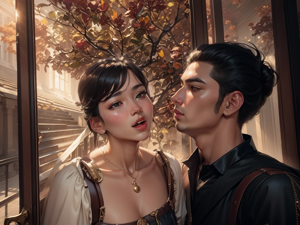 Change background, portrait, good-looking dress,8k realistic ,handsome boy ,beautiful girl
