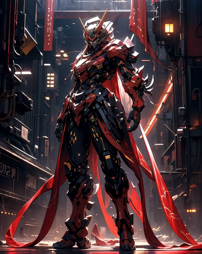 Red + gold scifi mech suit, intricate detail, artstation, Japna Gundam, full body image, nreal Engine, DOF, Super-Resolution, Megapixel, Cinematic Lightning, Anti-Aliasing, FKAA, TXAA, RTX, SSAO, Post Processing, Post Production, Tone Mapping, CGI, VFX, SFX, Insanely detailed and intricate, Hyper maximalist, Volumetric, ultra photorealultra-detailed intricate details, Super detailed, Full color Volumetric lightning, Realistic, Hyper realistic, Photorealistic, Unreal Engine, 8K --ar 16:9 --niji 5