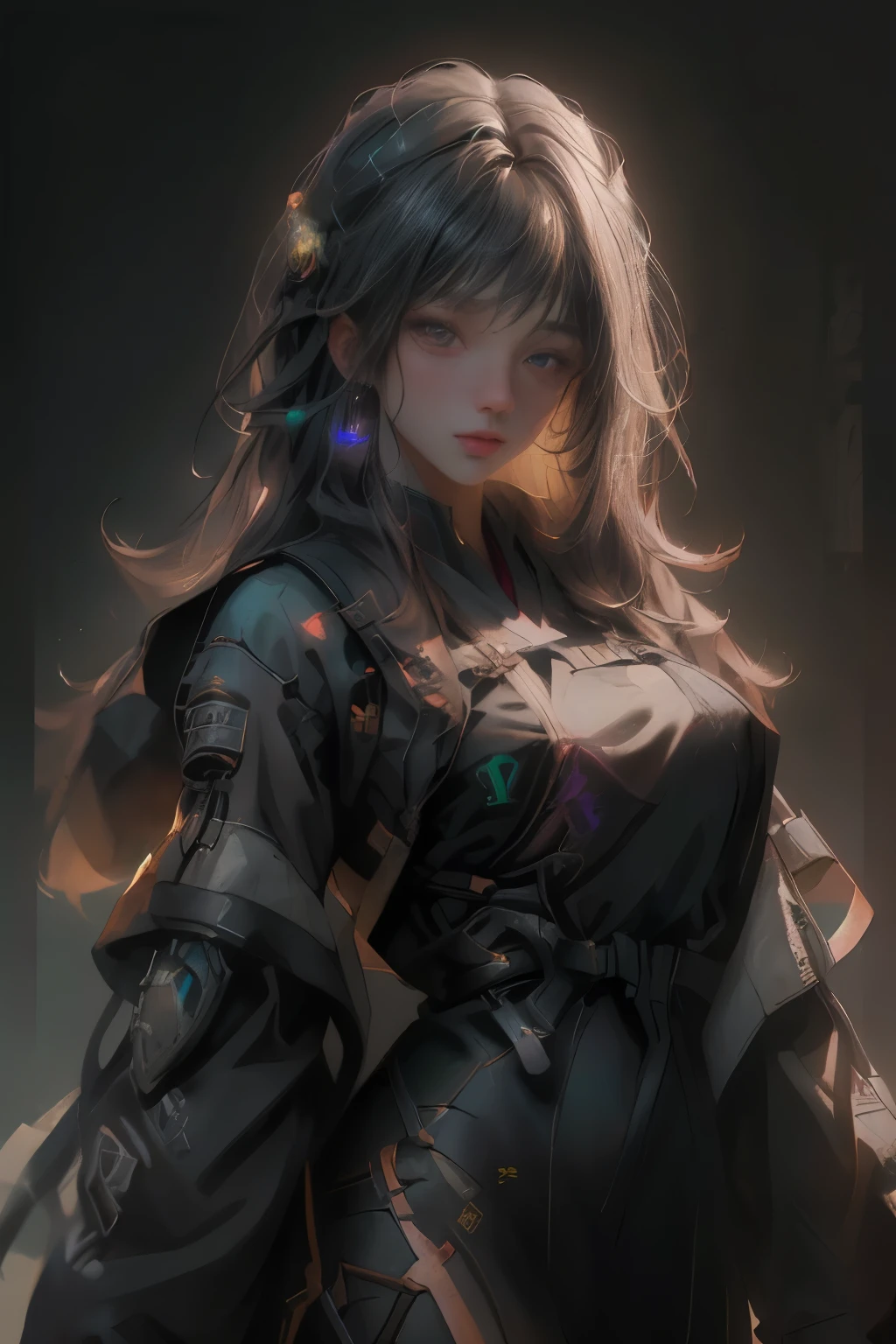 ((Best quality)), ((masterpiece)), (detailed:1.4), 3D, an image of a beautiful cyberpunk female,HDR (High Dynamic Range),Ray Tracing,NVIDIA RTX,Super-Resolution,Unreal 5,Subsurface scattering,PBR Texturing,Post-processing,Anisotropic Filtering,Depth-of-field,Maximum clarity and sharpness,Multi-layered textures,Albedo and Specular maps,Surface shading,Accurate simulation of light-material interaction,Perfect proportions,Octane Render,Two-tone lighting,Wide aperture,Low ISO,White balance,Rule of thirds,8K RAW, Blonde Hair, Long hair, \(Red, Hanfu\), Cyber Ciyty ,