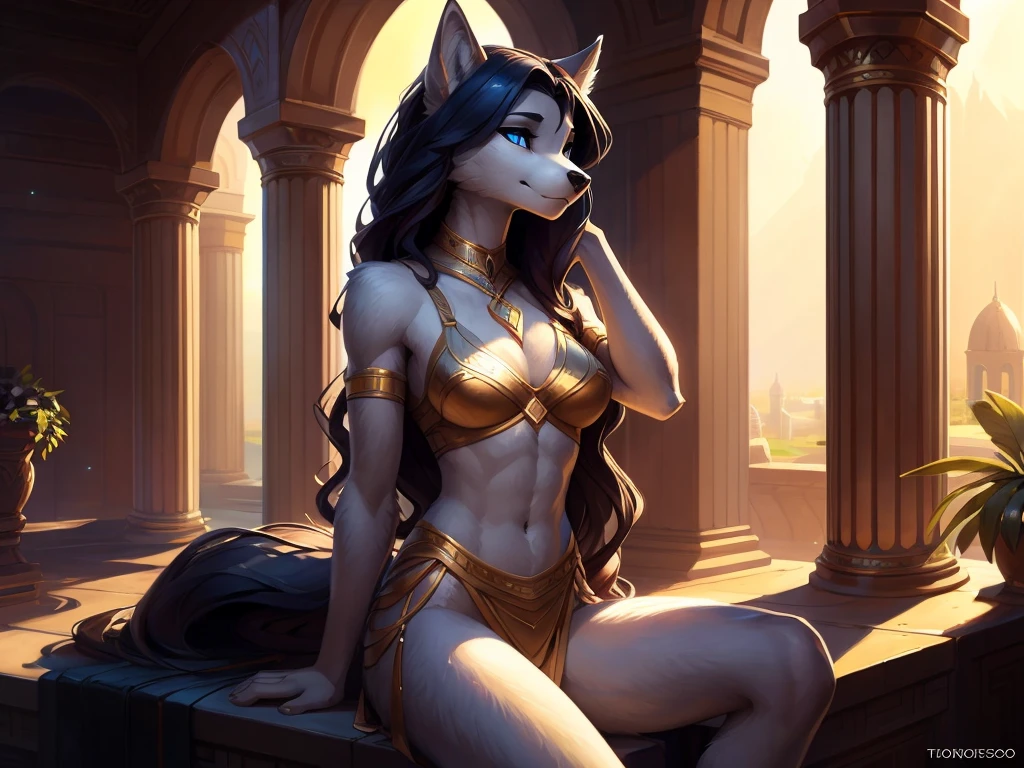 Greek goddess, in bronze jewelry and feminine white clothes, Sexy Greek goddess but as a furry wolf girl, uploaded to e621, от Pixelsketcher, by Bayard Wu, Thomas Benjamin Kennington , from Einshelm, solo antro, (( portrait)), BREAK, (detailed lighting of Bonifasco), natural goddess, (detailed fur), (Detailed skin), BREAK, athena, (Cinematic lighting), ((detailed background)), (half body shadow), [backlight], [twilight ray], [detailed ambient light], (higher wildlife detail), [sharp focus], (shaded), ((masterpiece), long wavy hair, slender body, fluffy wolf, wave face, Furry Fantasy Art, anthro art, high resolution commission, Furry Art, furry art in first person, Sakimichan is beautiful, Perfect eyes, Tinted abs, masterpiece, Best quality, detailed image, bright colors, detailed face, perfect lighting, perfect shadows, Perfect eyes, focus on the girl, hourglass body, shiny body, legs focus, Ears last year, wolf girl, fluffy, furry woman, body fur, Animal nose, muzzle, two-tone fur, (Best quality:1.2), (illustration:1.2), (Cinematic lighting:1.3), detailed fur,