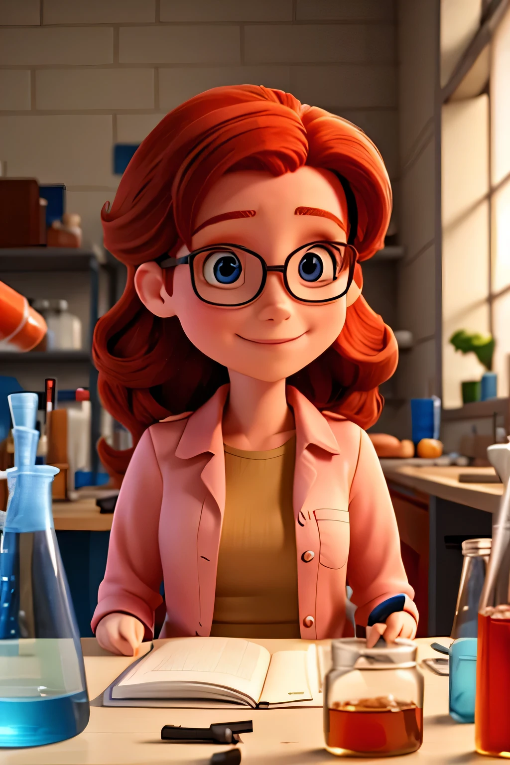 30 year old redhead scientist in a laboratory