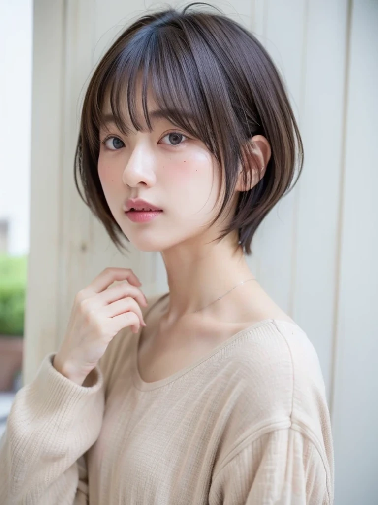 (8K, RAW Photos:1.2), Detailed face and eyes, Highest quality, Ultra-high resolution, Very detailed, Ultra-intricate details, Tabletop, Very cute girl, Soft cinematic light, Hyper Detail, Sharp focus, super high quality, Long wavy hair with brown hair, A cute 16 year old girl, Very beautiful plump G cup, The whole body is shown, Quite embarrassed,Really kissing face, Plump whole body, Inside a stylish hotel, topless, Very beautiful nipples, Full body nude, Extremely realistic skin texture, Smiling and looking at me