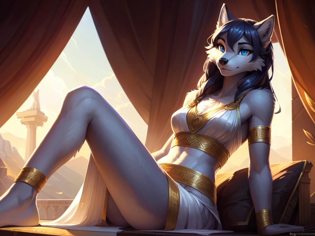 athena but as a furry wolf girl, uploaded to e621, от Pixelsketcher, by Bayard Wu, Thomas Benjamin Kennington , from Einshelm, solo antro, (( portrait)), BREAK, (detailed lighting of Bonifasco), natural goddess, (detailed fur), (Detailed skin), BREAK, athena, (Cinematic lighting), ((detailed background)), (half body shadow), [backlight], [twilight ray], [detailed ambient light], (higher wildlife detail), [sharp focus], (shaded), ((masterpiece), long wavy hair, slender body, fluffy wolf, wave face, Furry Fantasy Art, anthro art, high resolution commission, Furry Art, furry art in first person, Sakimichan is beautiful, Perfect eyes, Tinted abs, masterpiece, Best quality, detailed image, bright colors, detailed face, perfect lighting, perfect shadows, Perfect eyes, focus on the girl, hourglass body, shiny body, legs focus, Ears last year, wolf girl, fluffy, furry woman, body fur, Animal nose, muzzle, two-tone fur, (Best quality:1.2), (illustration:1.2), (Cinematic lighting:1.3), detailed fur, wear feminine ancient Greek bronze and white clothing, greek clothing, athena’s clothes, feminine Greek dress, Greek goddess