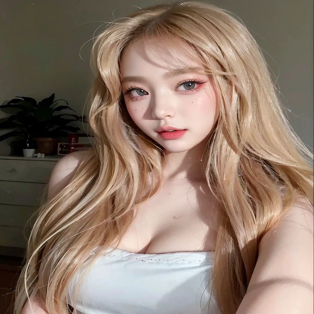 beautiful asian woman, beautiful detailed eyes, beautiful detailed lips, extremely detailed face and features, elegant hairstyle, delicate facial features, porcelain skin, flowing dress, serene expression, ethereal beauty, graceful pose, cinematic lighting, warm color tones, masterpiece, 8k, photorealistic, high quality, digital art, wonyoung ive, jennie blackpink, yuna itzy