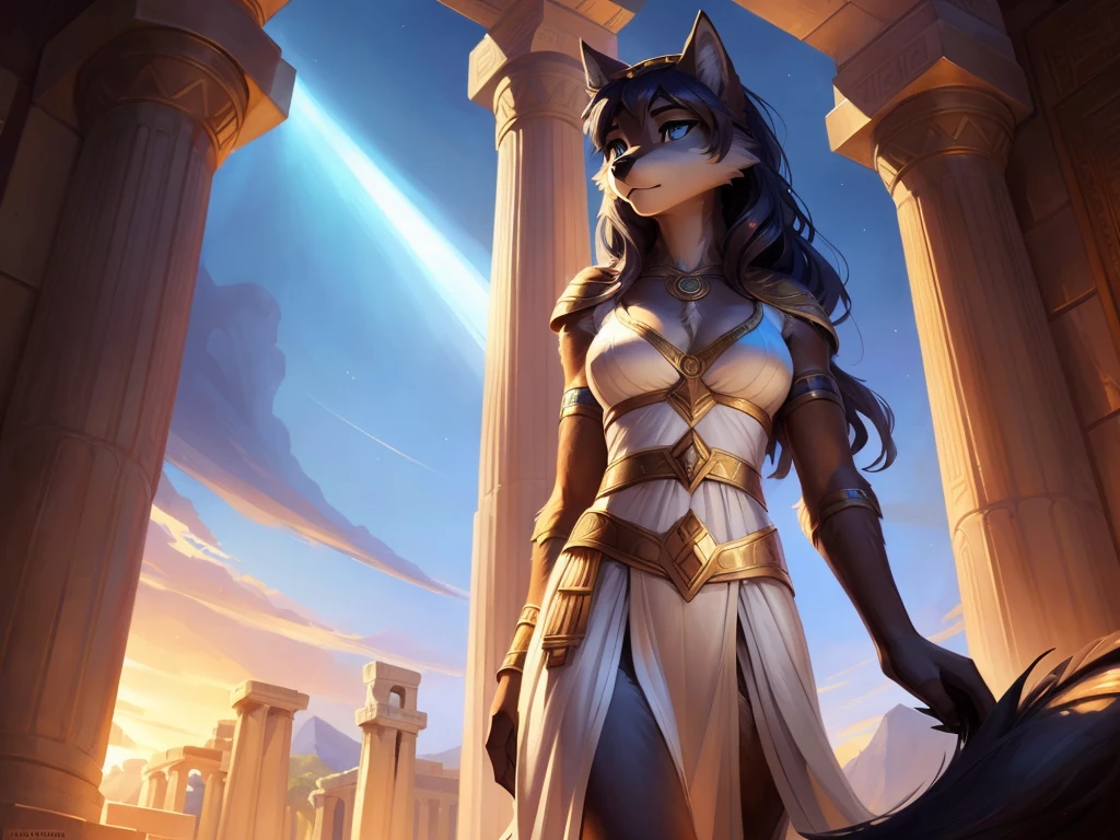 athena but as a furry wolf girl, uploaded to e621, от Pixelsketcher, by Bayard Wu, Thomas Benjamin Kennington , from Einshelm, solo antro, (( portrait)), BREAK, (detailed lighting of Bonifasco), natural goddess, (detailed fur), (Detailed skin), BREAK, athena, (Cinematic lighting), ((detailed background)), (half body shadow), [backlight], [twilight ray], [detailed ambient light], (higher wildlife detail), [sharp focus], (shaded), ((masterpiece), long wavy hair, slender body, fluffy wolf, wave face, Furry Fantasy Art, anthro art, high resolution commission, Furry Art, furry art in first person, Sakimichan is beautiful, Perfect eyes, Tinted abs, masterpiece, Best quality, detailed image, bright colors, detailed face, perfect lighting, perfect shadows, Perfect eyes, focus on the girl, hourglass body, shiny body, legs focus, Ears last year, wolf girl, fluffy, furry woman, body fur, Animal nose, muzzle, two-tone fur, (Best quality:1.2), (illustration:1.2), (Cinematic lighting:1.3), detailed fur, wear feminine ancient Greek bronze and white clothing, greek clothing, athena’s clothes, feminine Greek dress, Greek goddess