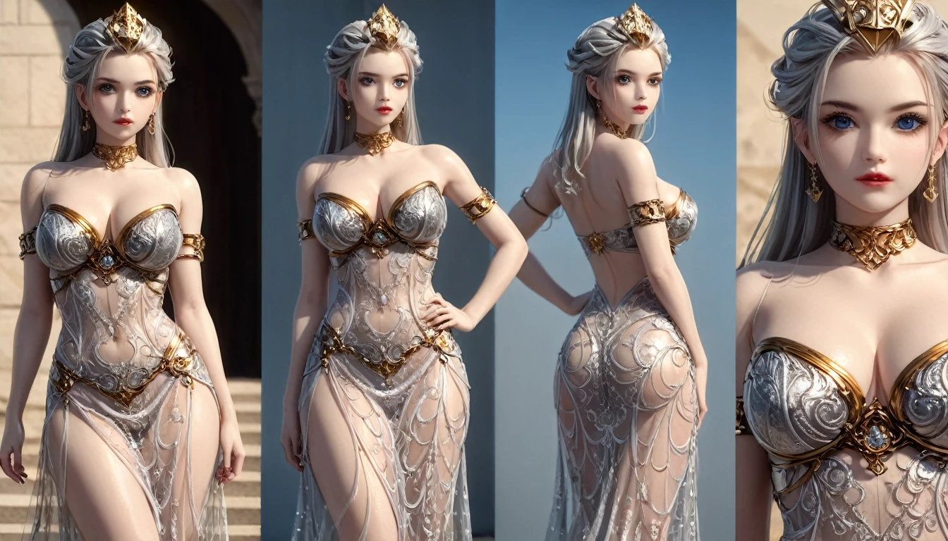 butt), (bedroom), (Sexy Girls), masterpiece, best quality, 1 girl, Bangs, blush, Chest, clavicle, Eyebrows visible through hair, (Gradient platinum hair), Jewelry, Long hair, Looking at the audience, Bright Eyes, ring, (solitary), illustration, fashionable, miss, Strike a pose, background, element, confident, Express, Accessories, majestic, striking, key point, Dynamic poses, ((plump)), (black))Woman in transparent dress,Viewer,(((Full breasts, Keeley University))),Slim waist,(Navel exposed,Bare waist), Long hair, extreme detailed details, Detailed fantasy art, Stunning character art, Beautiful and exquisite character art, Beautiful transparent dress, Very detailed, Large Breasts，饱满Chest，Golden ratio figure，Perfect body，Ultra wide-angle shooting，Full body shot，Body close-up，Full body shot，Wearing a pleated tulle skirt，柔和动漫illustration, 柔和的深色background，Fujifilm XT3 Clear focus, f 5.6, High Detail, Clear focus, Dramatic, (Wearing openwork clothing), (Looking at the audience:1.8), (Natural light), (Tempting)translucent, Good velvet quality, Compared, Divine Light,, Silver hair, 天空background, Absolute Strength,Female angels，Girl in sexy silk,，Large Breasts，饱满Chest，Golden ratio figure，Perfect body，Ultra wide-angle shooting，Full body shot，Body close-up，Full body shot， Wearing a tulle dress, Model shooting style, Large Breasts，饱满Chest，Golden ratio figure，Perfect body，(Extremely detailed CG 8k wallpaper unit), The most beautiful artistic photos in the world, , 8K Ultra HD, ) on the beach，Lazy gesture，Charming and seductive expression，best quality,masterpiece,Ultra-high resolution,(Practical:1.4),original photo,Ultra-high resolution